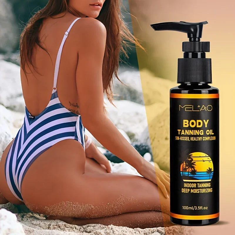 MELAO Tanning Oil Tanned Intensifier Get a Faster, Darker Sun Tan From Packed with Ultra Moisturizing Oils to Keep Skin Hydrated